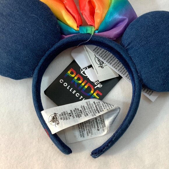 Disney Parks Pride Collection Rainbow Denim Minnie Mouse Ears Headband NWT - Picture 3 of 5